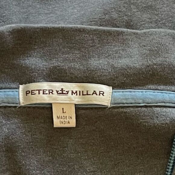 Peter Millar 1/4 Zip Gray Cotton Pullover size Large - Picture 3 of 4